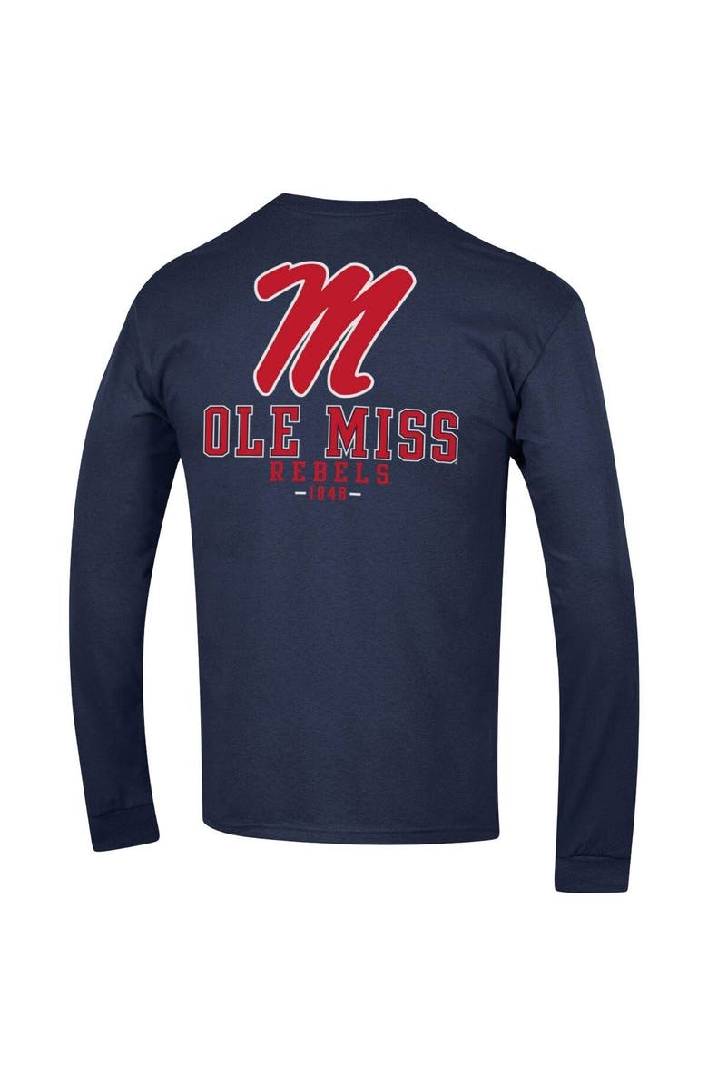 Champion Men's Champion Navy Ole Miss Rebels Team Stack Long Sleeve T-Shirt, Alternate, color, 