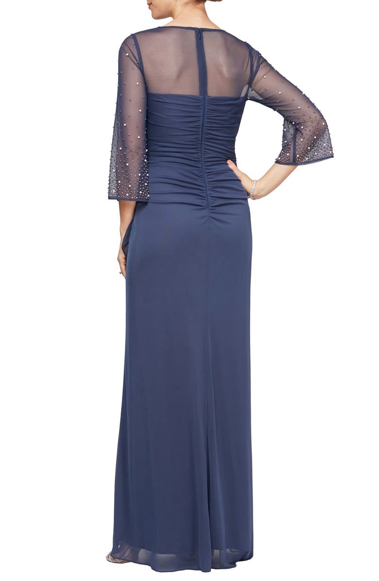 Alex Evenings Illusion Lace Beaded Detail A-Line Gown, Alternate, color, 