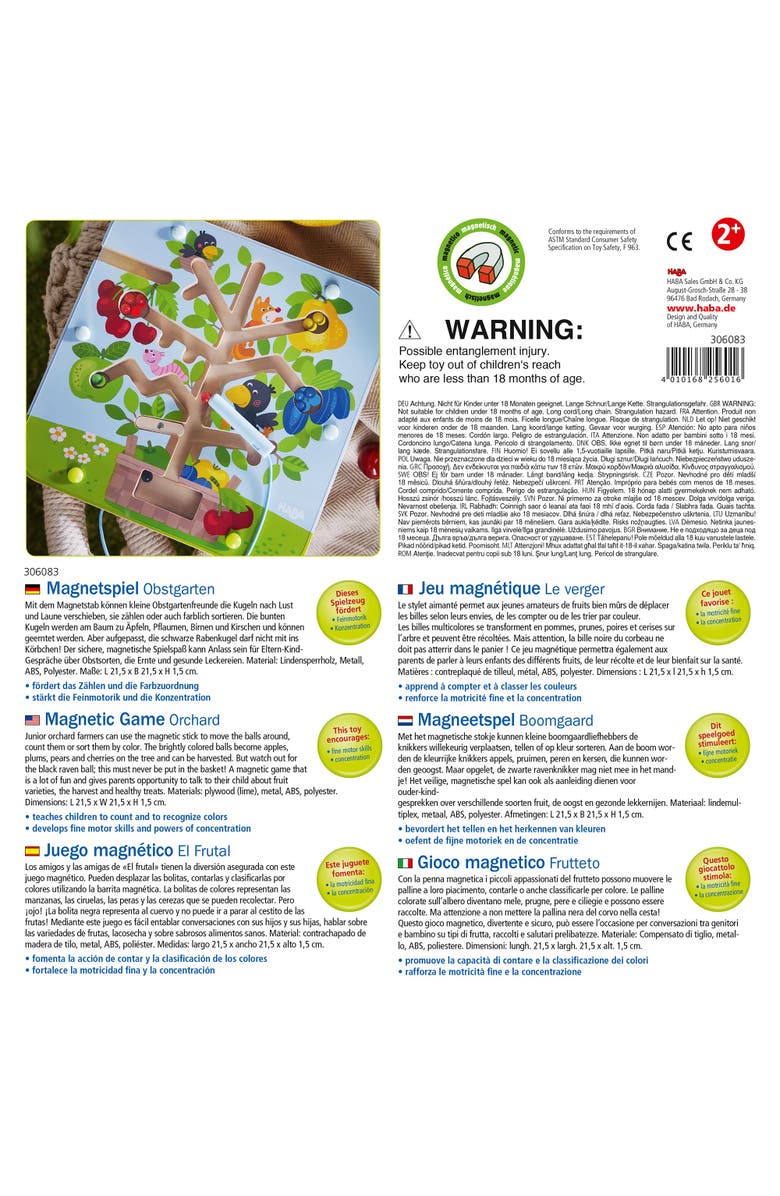 HABA Busy Board for Toddlers 2-4 Orchard Magnetic Maze Puzzle Game, Toddler Travel Toys & Montessori Toys, Alternate, color, Multi