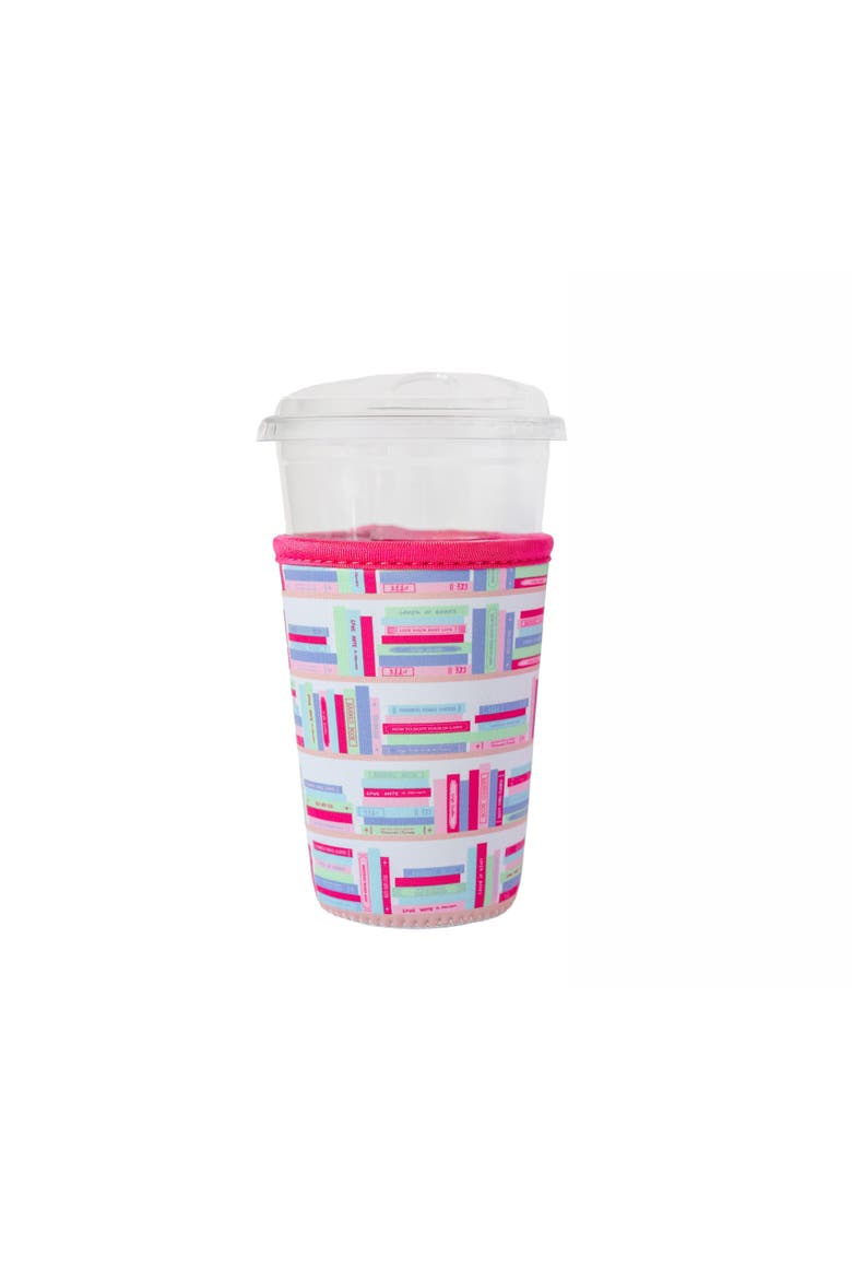 Bookshelf Print Beverage Sleeves, Main, color, Medium (Pink)