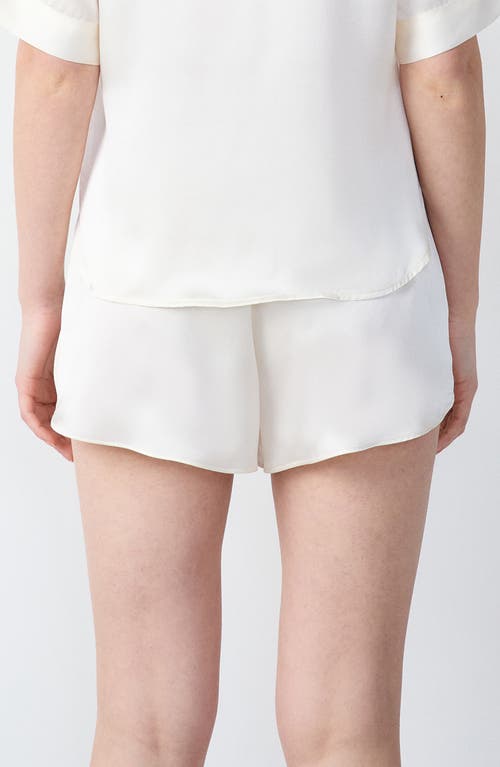 Etam Pearly Silk Pajama Shorts In White