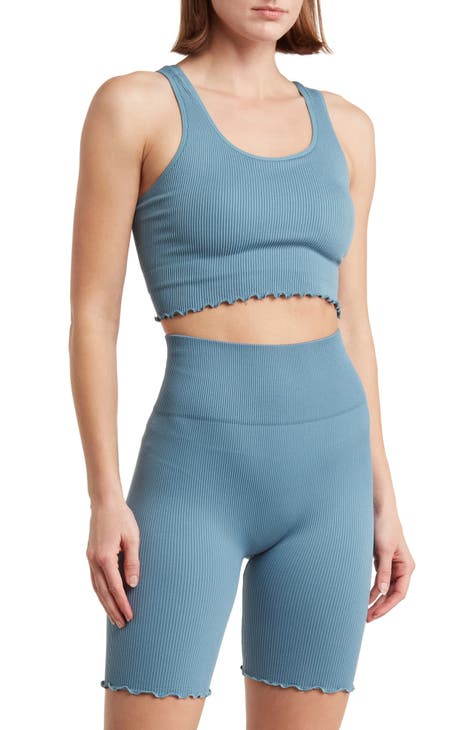 Hollywood Ribbed Seamless Ruffle Tank & Bike Shorts Set