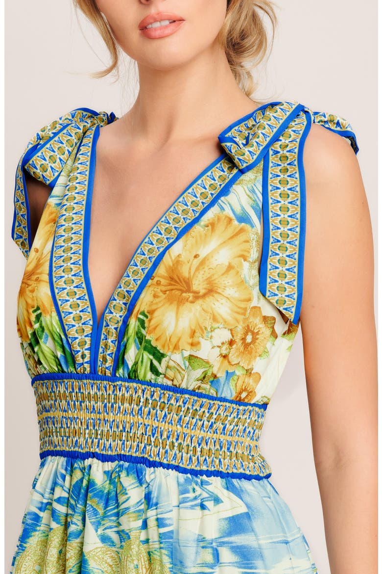 Tie Strap Empire Waist Maxi Dress, Alternate, color, BLUE MULTI