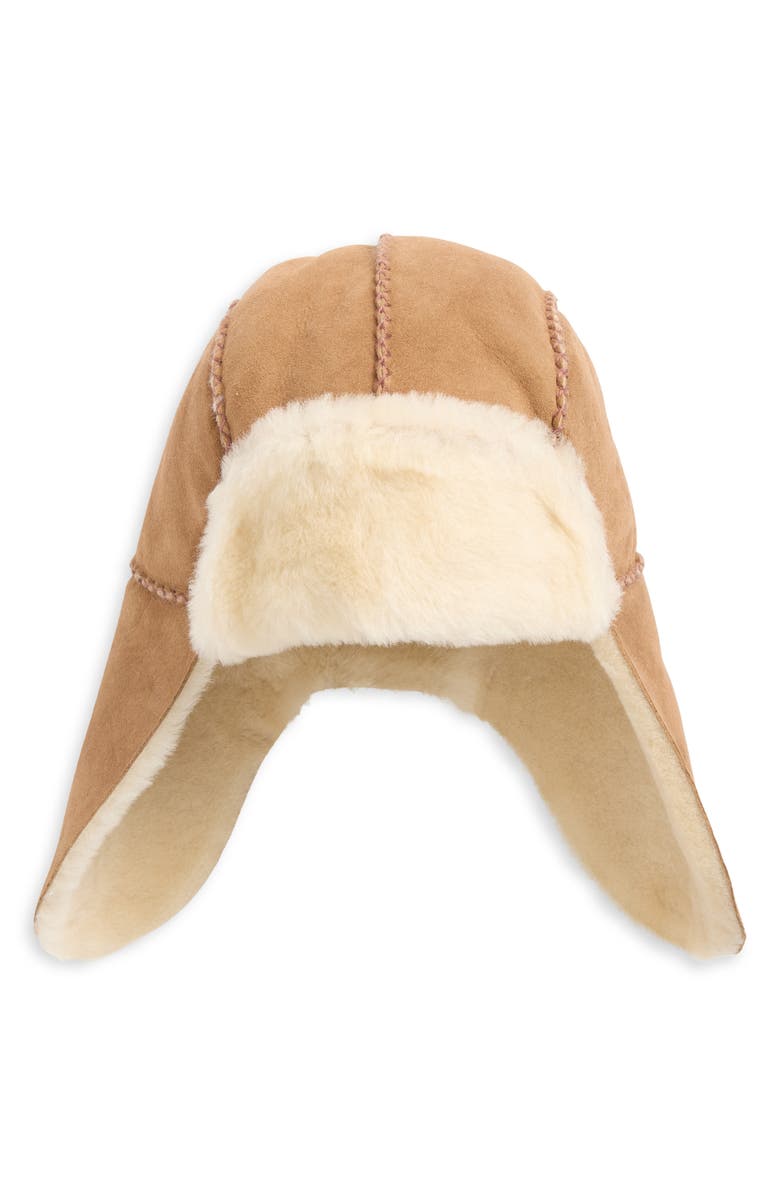 UGG<sup>®</sup> Kids' Genuine Shearling Trapper Hat, Main, color, Chestnut
