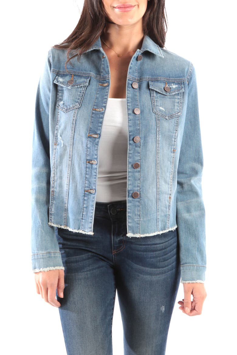 Arielle Frayed Denim Jacket, Main, color, PROCESS