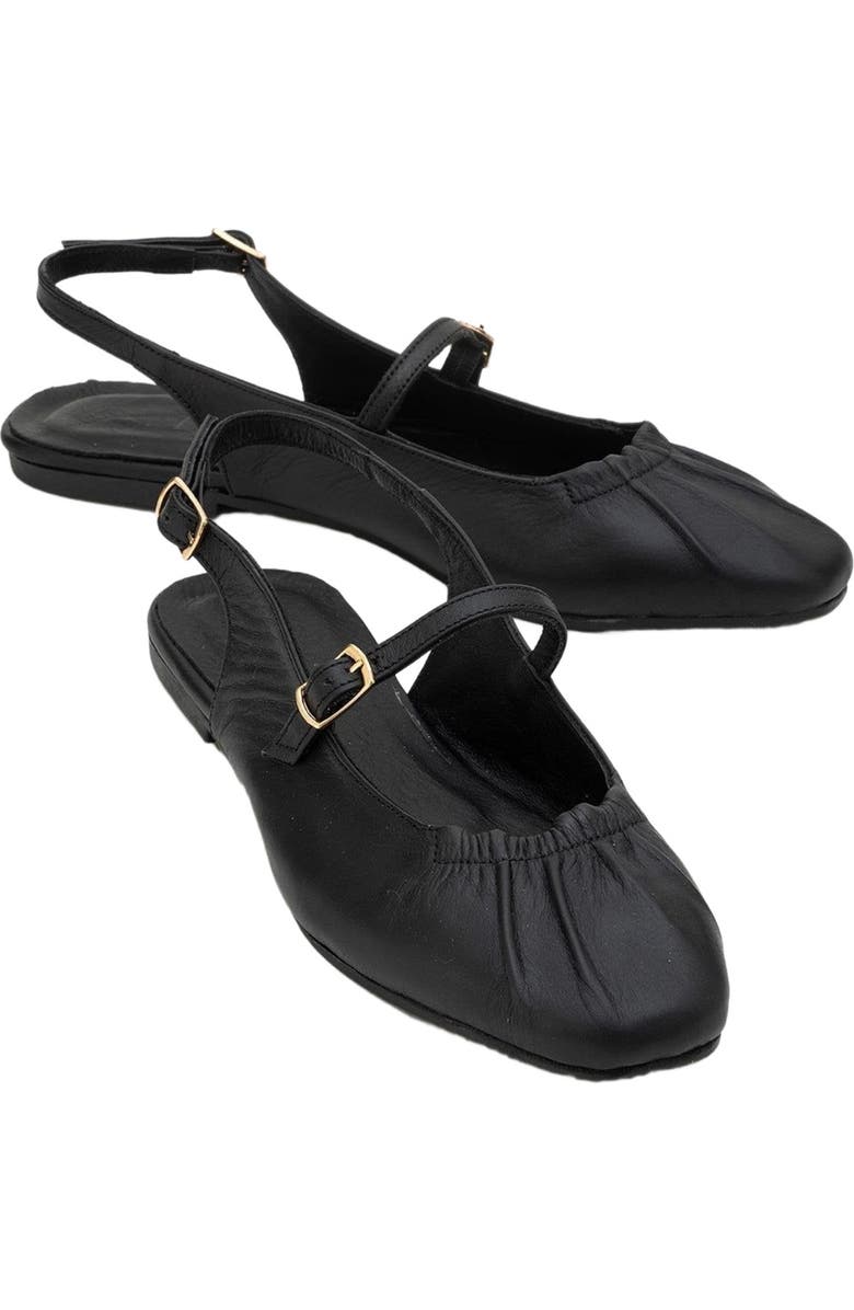 Forever & Always Shoes Britney Leather Closed-Toe Sandal, Main, color, Black Leather