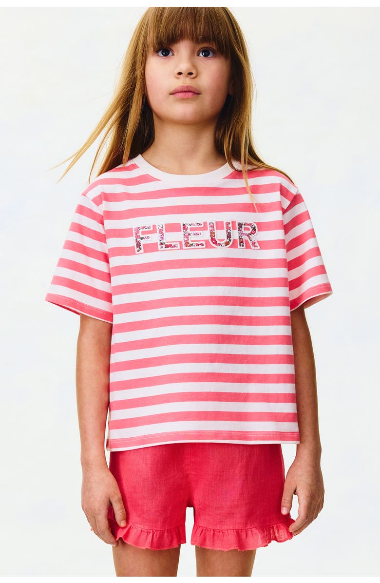 H&M Appliquéd cotton t-shirt, Alternate, color, Raspberry Pink/Fleur