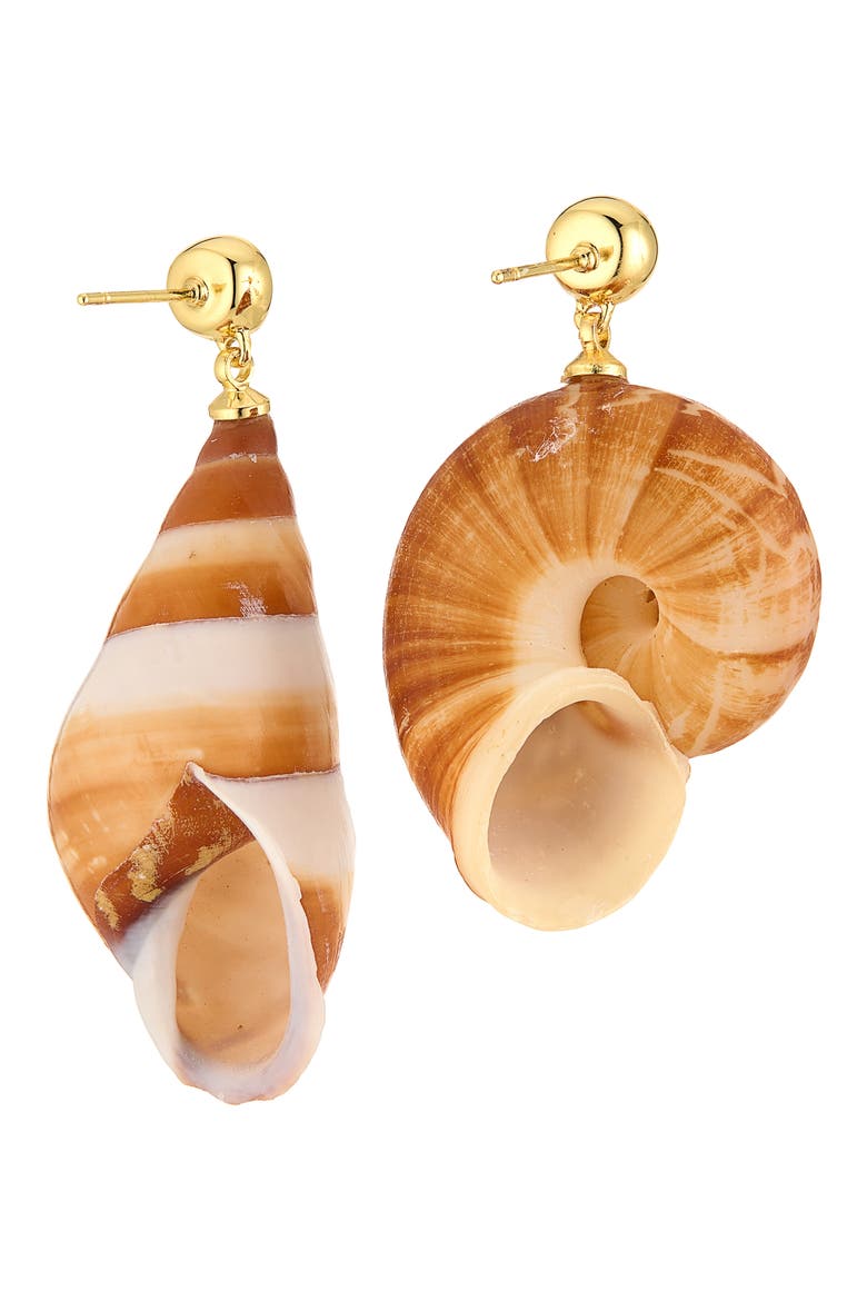 Caracol Drop Earrings, Alternate, color, BROWN