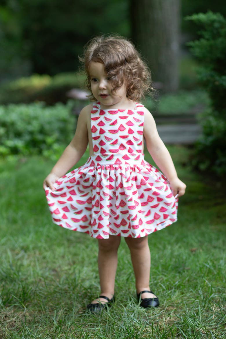 Girls Pinafore Dress, Alternate, color, Watermelons