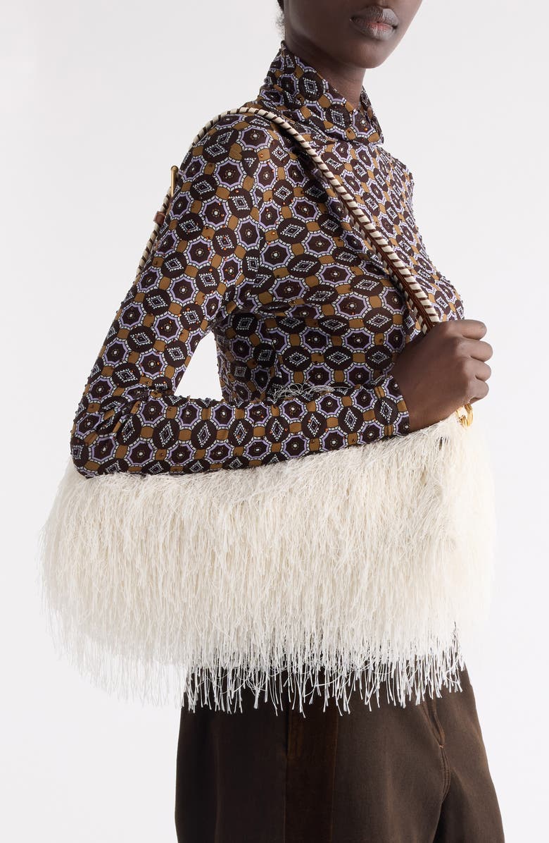 Dries Van Noten Fringe Clutch, Alternate, color, Ivory 6