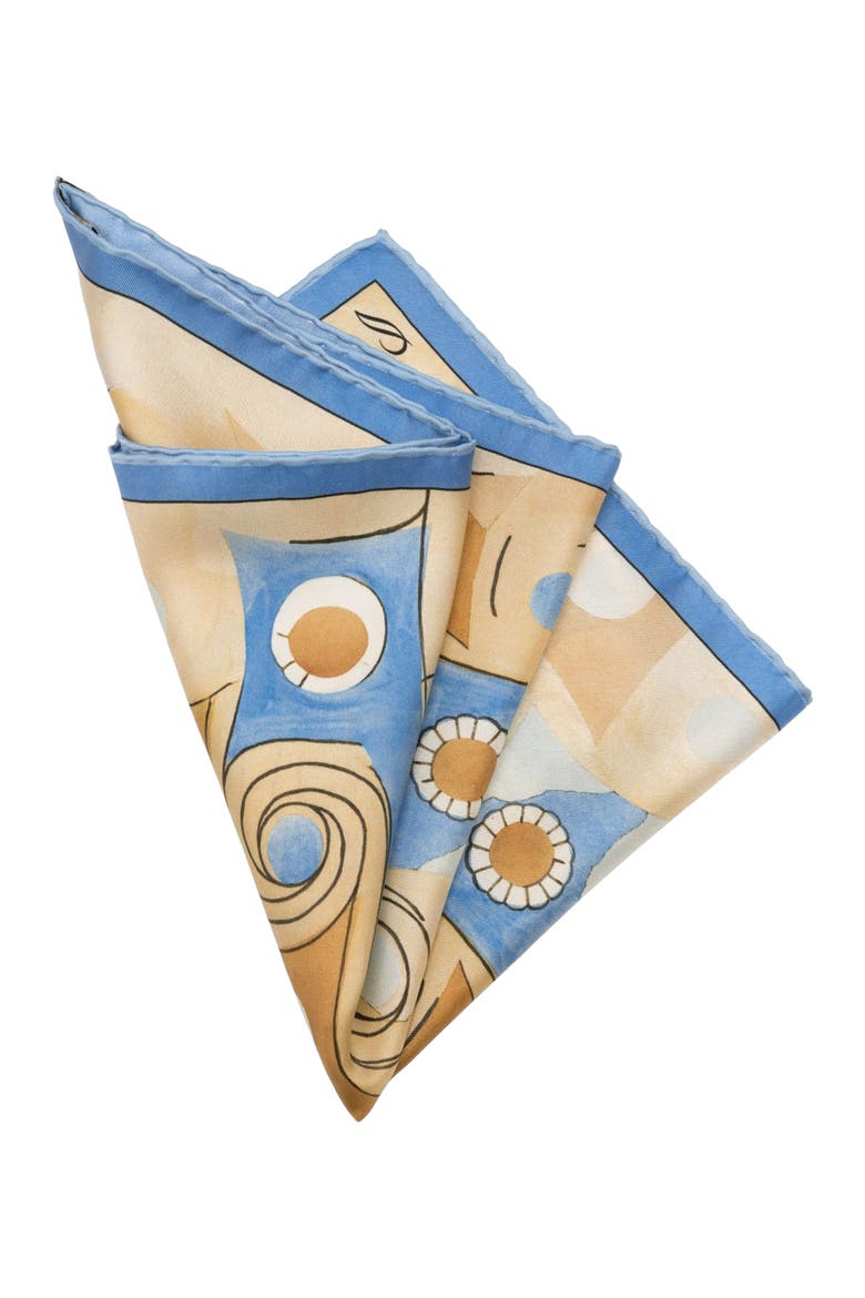 Prato - Silk Pocket Square for Men, Alternate, color, Yellow and Blue