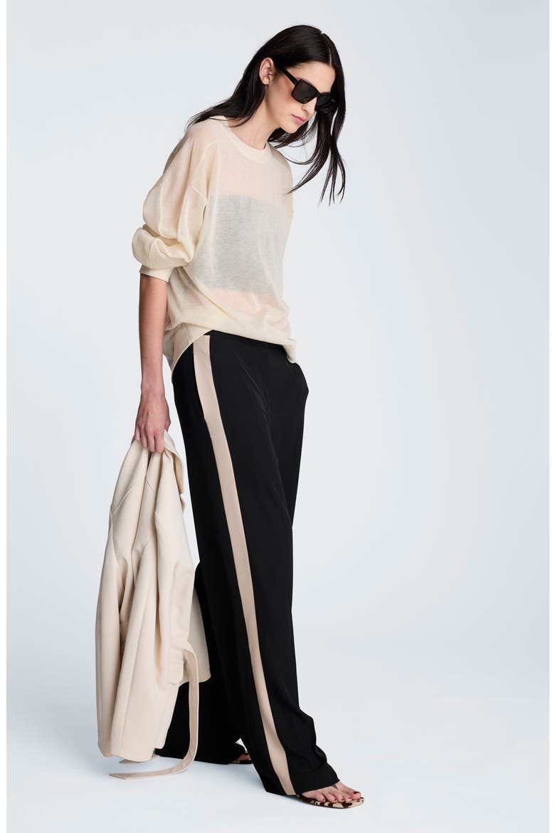 Sheer Crewneck Sweatshirt, Alternate, color, OYSTER