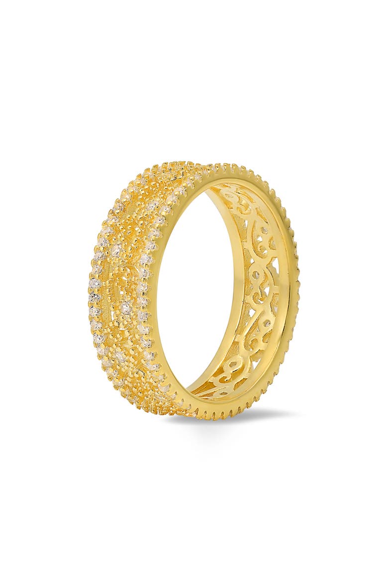 Vintage Floral Cubic Zirconia Eternity Ring, Alternate, color, GOLD