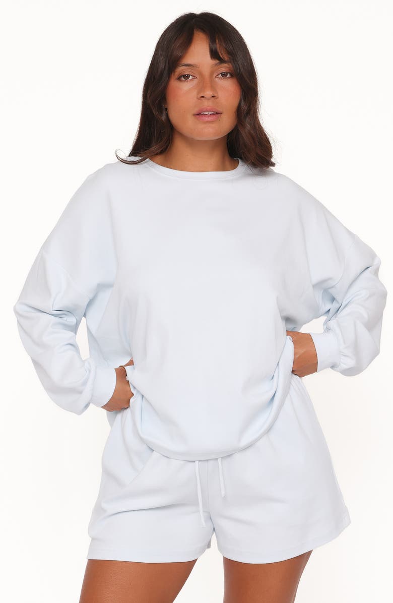 Petal & Pup Eliza Stretch Cotton Long Sleeve Top & Short Set, Alternate, color, Ice Blue