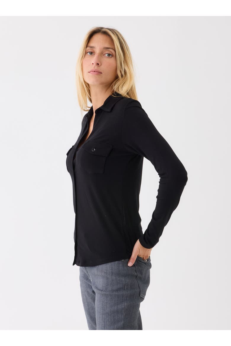 Soft Touch Long Sleeve Pocket Shirt, Alternate, color, NOIR