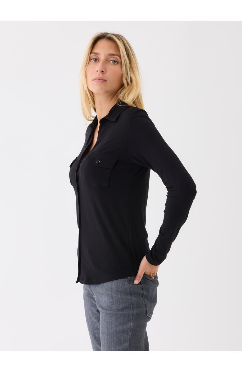 Majestic Filatures Soft Touch Long Sleeve Pocket Shirt, Alternate, color, Noir