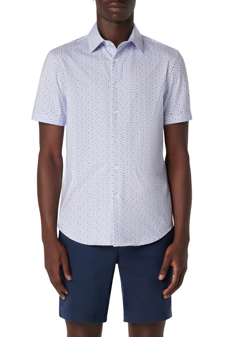 Miles OoohCotton® Dot Print Short Sleeve Button-Up Shirt, Main, color, LAVENDER