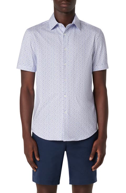 Miles OoohCotton® Dot Print Short Sleeve Button-Up Shirt