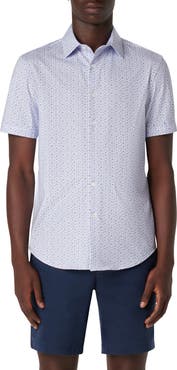 Bugatchi Miles OoohCotton® Dot Print Short Sleeve Button-Up Shirt