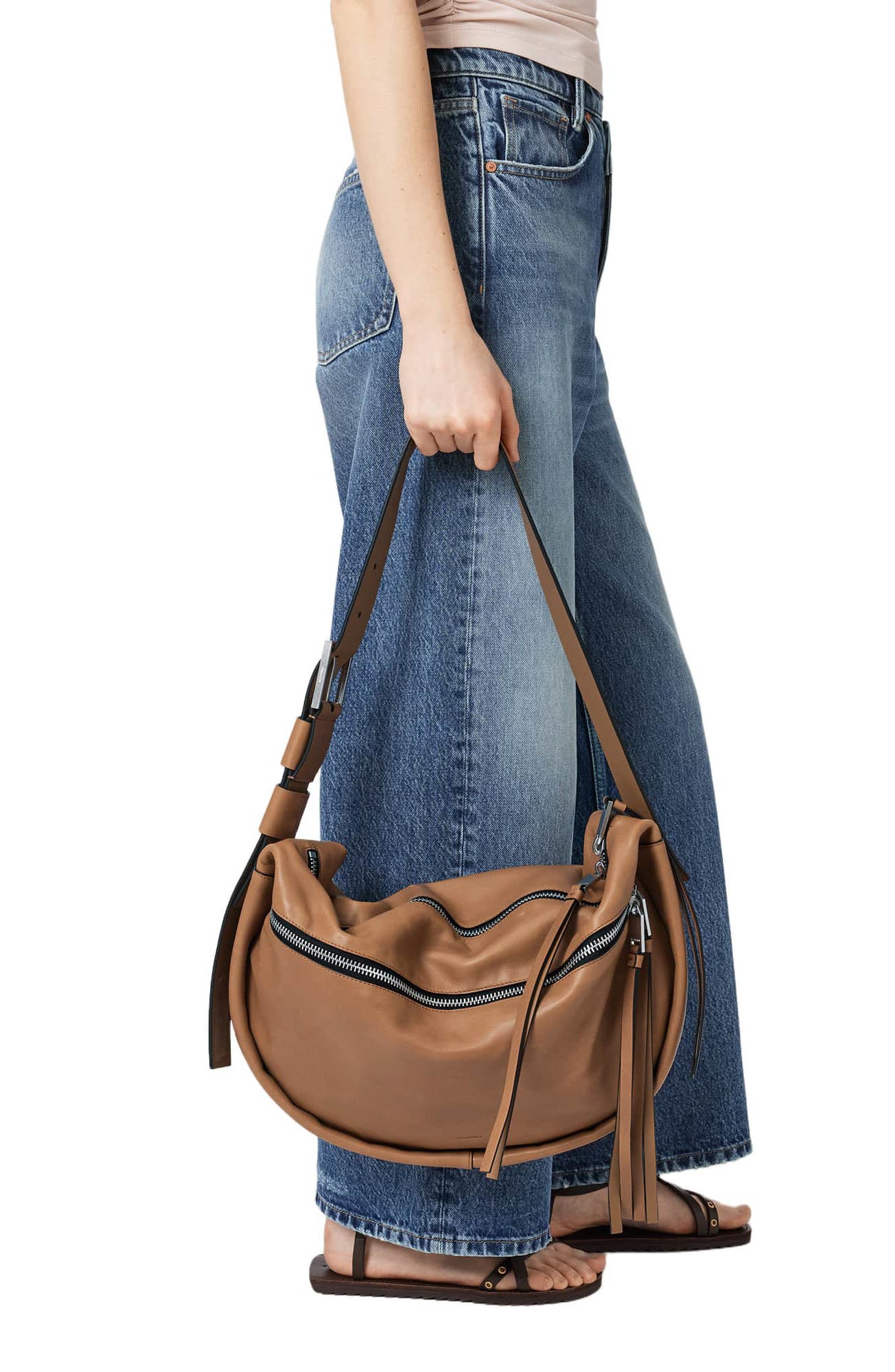 AllSaints Noemie Leather Shoulder Bag, Alternate, color, Toffee Brown