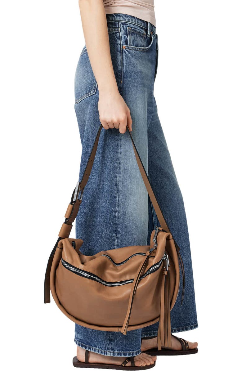 AllSaints Noemie Leather Shoulder Bag, Alternate, color, Toffee Brown