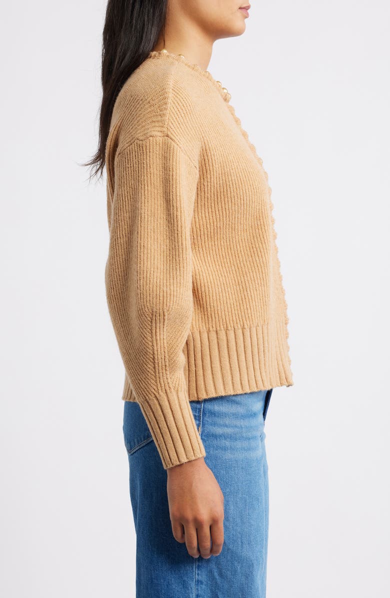 Wit & Wisdom Faux Pearl Trim Cardigan, Alternate, color, Golden Sugar