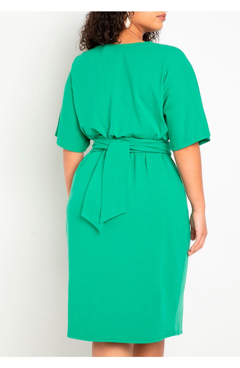 ELOQUII Cross Front Flutter Sleeve Dress, Alternate, color, Leprechaun