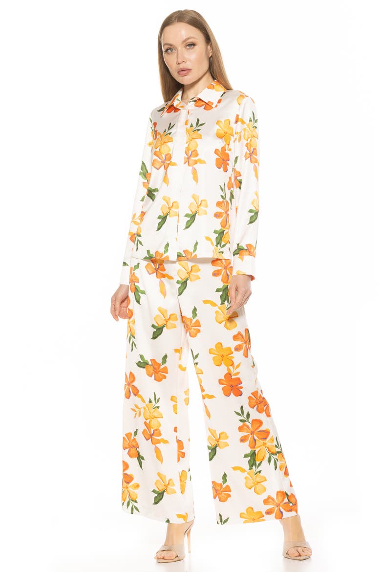 Cerise Wide Leg Pants, Alternate, color, IVORY FLORAL