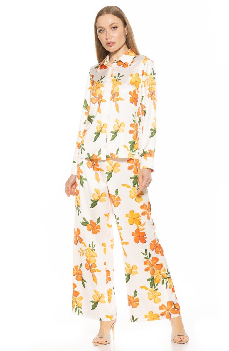 Alexia Admor Cerise Wide Leg Pants, Alternate, color, Ivory Floral