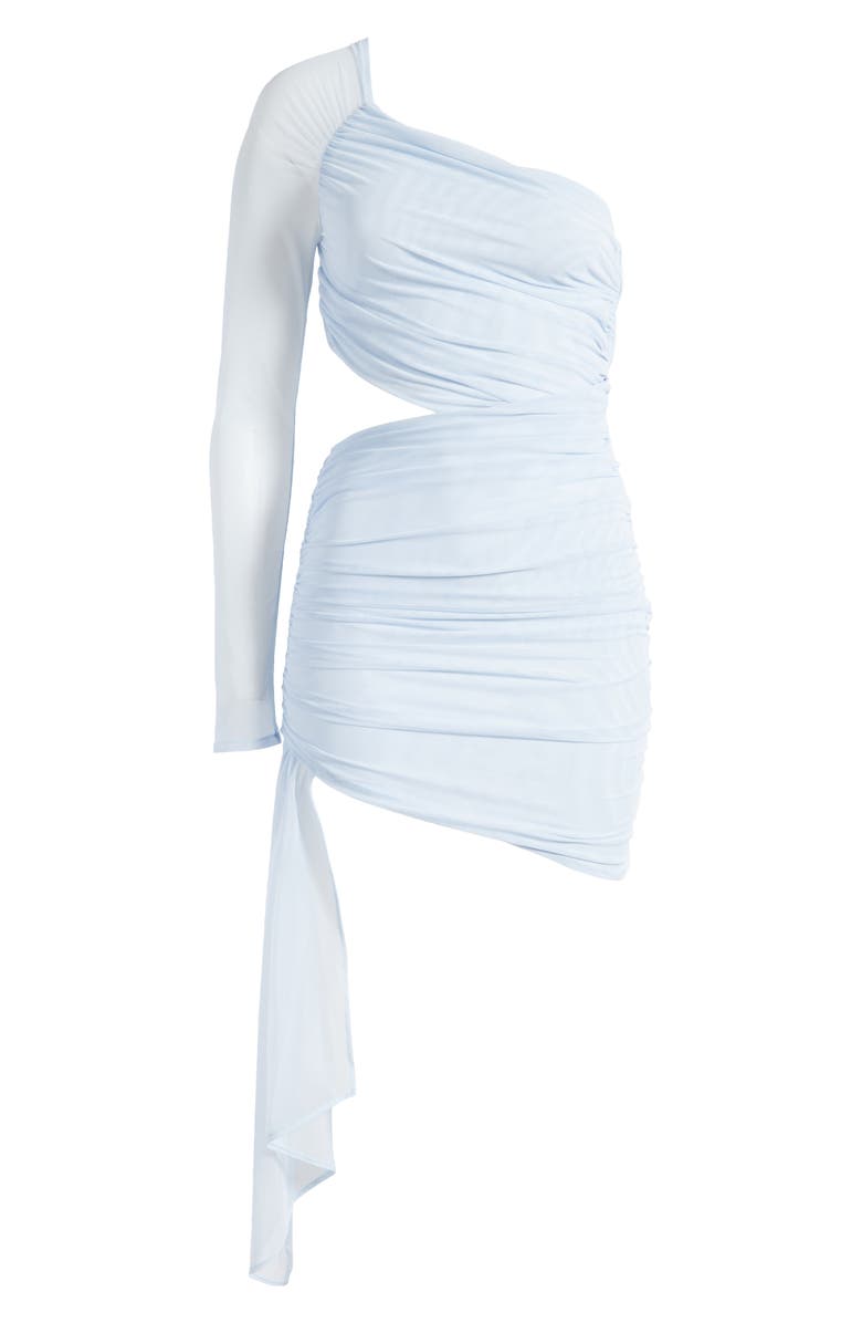 Mistress Rocks Ruched Side Drape One-Shoulder Minidress, Alternate, color, Hazy Blue