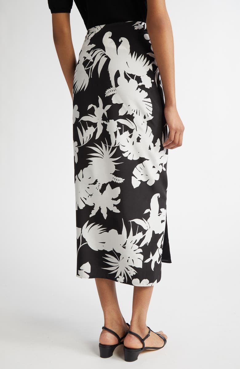 Max Mara Studio Lauto Tropical Print Silk Wrap Skirt, Alternate, color, Black