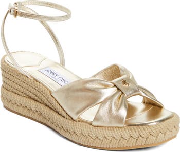 【Jimmy Choo】AELLA WEDGE 60◆0000095000GTJ Aella Wedge 60 | Gold Raffia Wedge Sandals | JIMMY CHOO