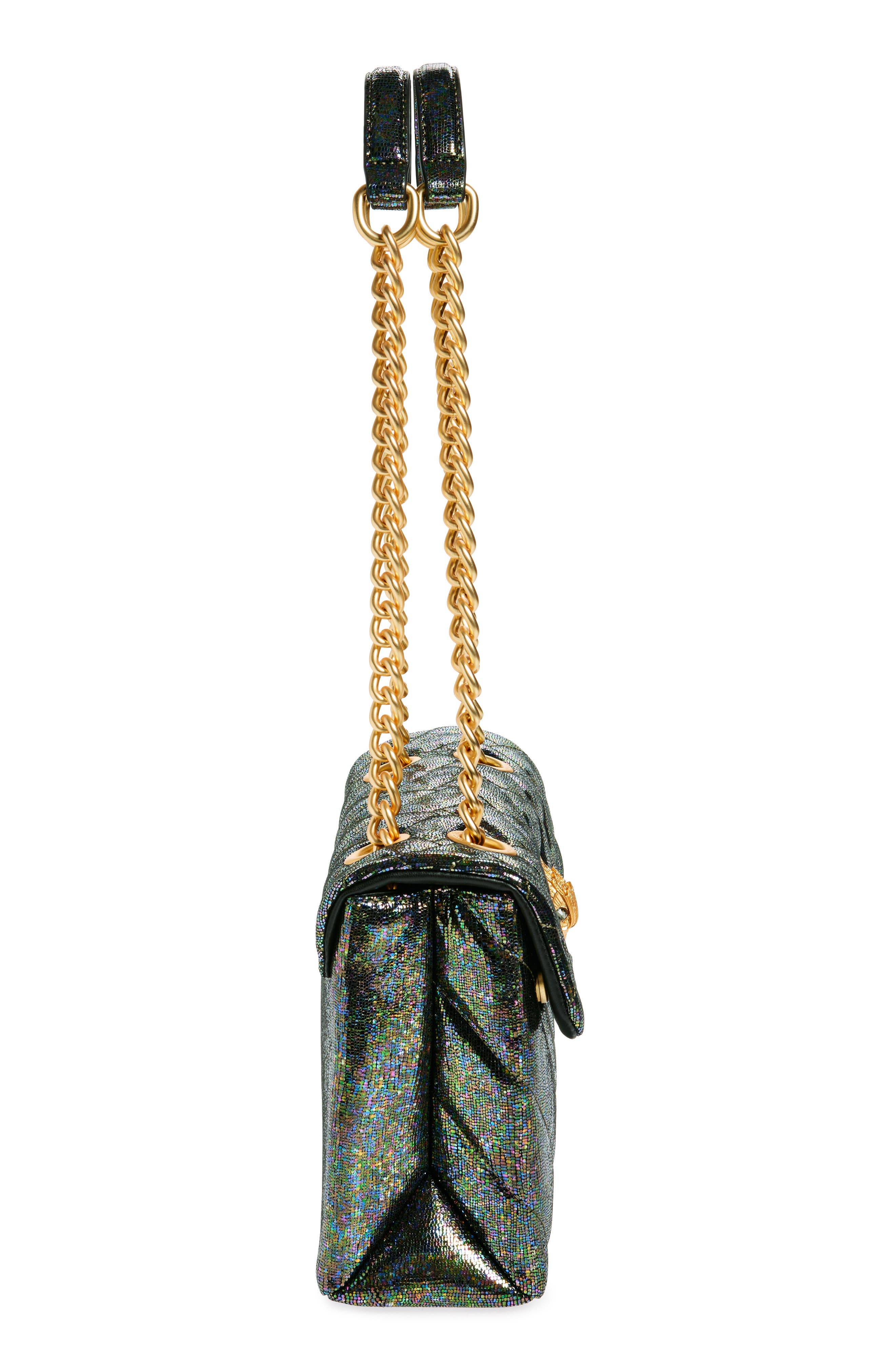 Kurt Geiger London Kensington Quilted Metallic Leather Convertible Shoulder Bag, Alternate, color, Green Multi