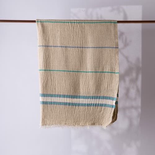 Loom.ist Hand Loomed Muslin Linen Beach Towel In Blue