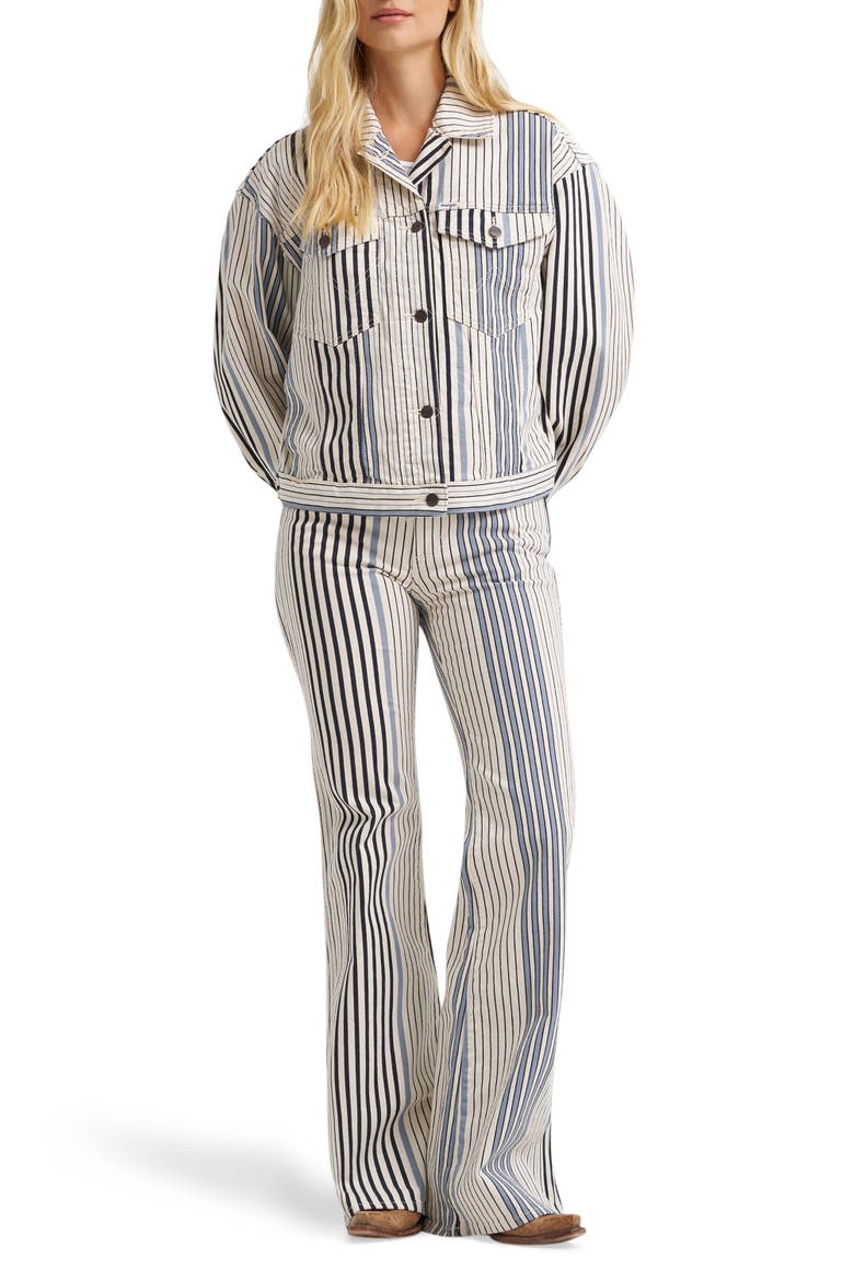 Stripe Denim Trucker Jacket, Alternate, color, MULTI BLUE STRIPE