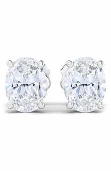 Everyday By HauteCarat 14K Gold Oval Cut Lab Created Diamond Stud Earrings - 3.0 ctw