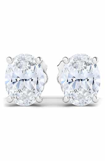 Everyday By HauteCarat 14K Gold Oval Cut Lab Created Diamond Stud Earrings - 3.0 ctw