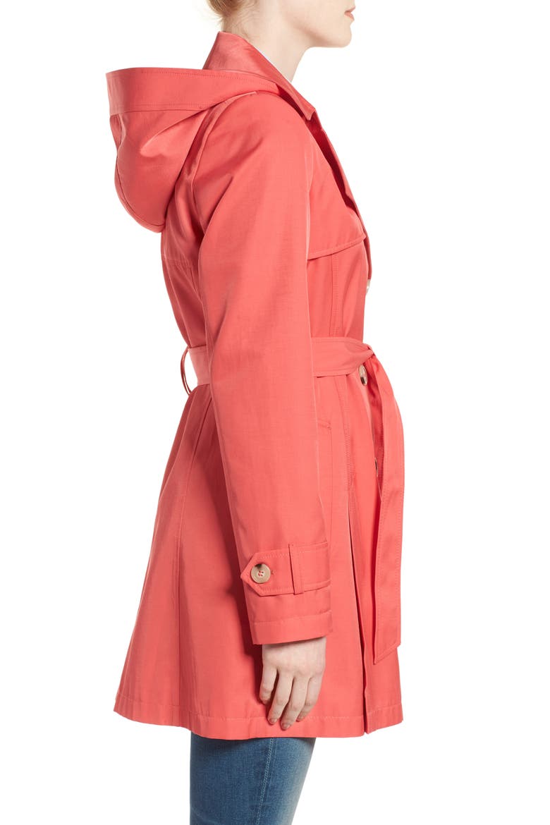 Detachable Hood Trench Coat, Alternate, color, CORAL