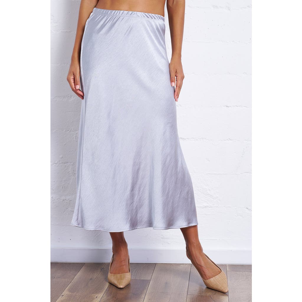 Franne Golde Bias Cut Satin Midi Skirt With Side Slit