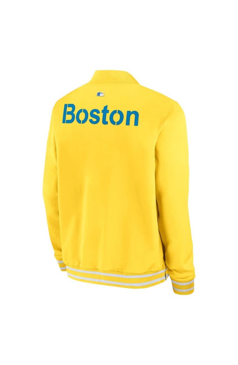 Nike Men's Nike Gold Boston Red Sox Authentic Collection City Connect Full-Zip Bomber Jacket, Alternate, color, Gold
