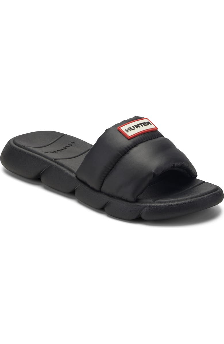 Hunter Coast Water Resistant Slide Sandal, Main, color, Black 001