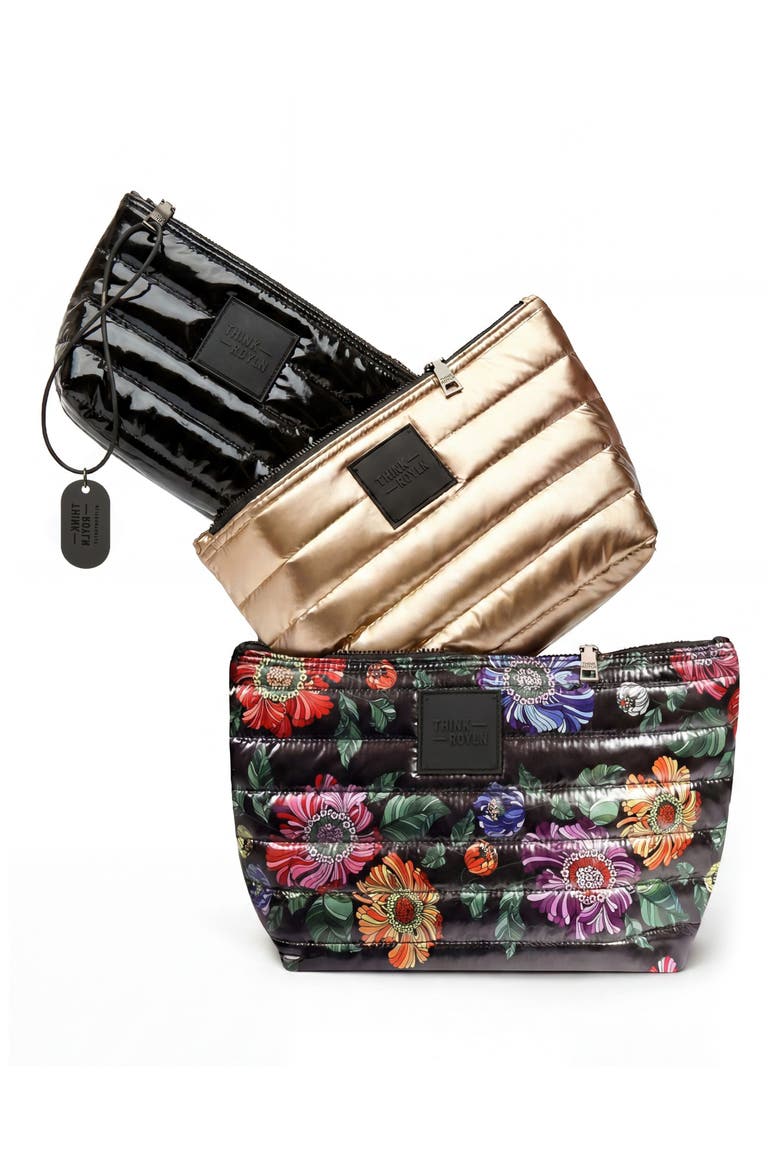 Travel Trio 3-Piece Set, Alternate, color, BURGUNDY FLORAL PEARL BLACK