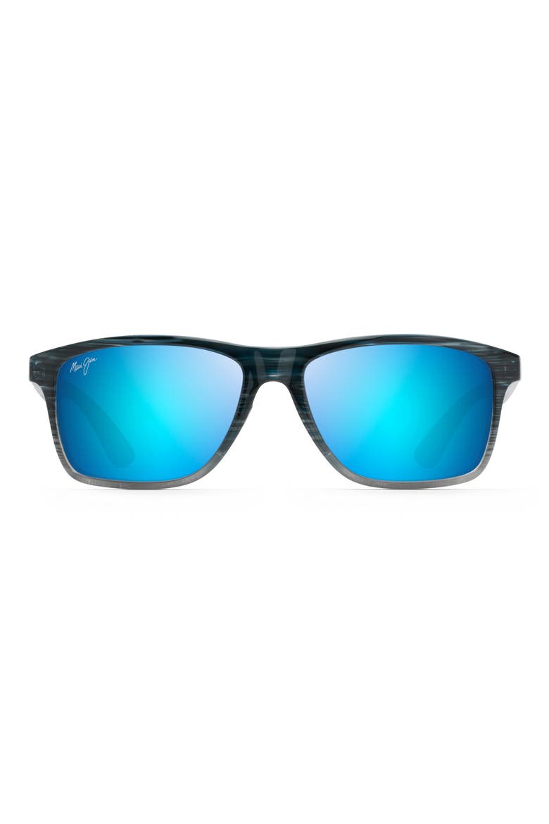 Onshore 58mm Polarized Rectangular Sunglasses, Alternate, color, BLUE BLACK STRIPE