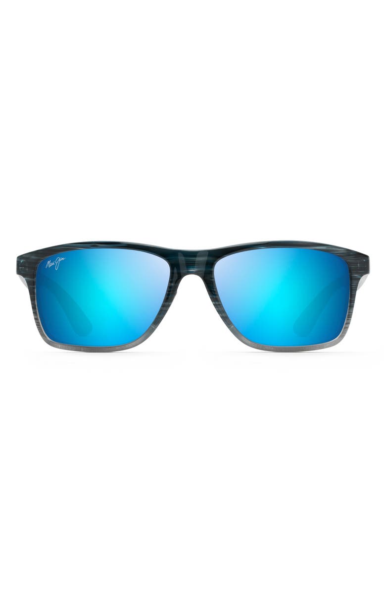 Maui Jim Onshore 58mm Polarized Rectangular Sunglasses, Alternate, color, Blue Black Stripe
