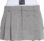 Alexander Wang Prestyled Pleated Wool Boxer Waist Miniskort