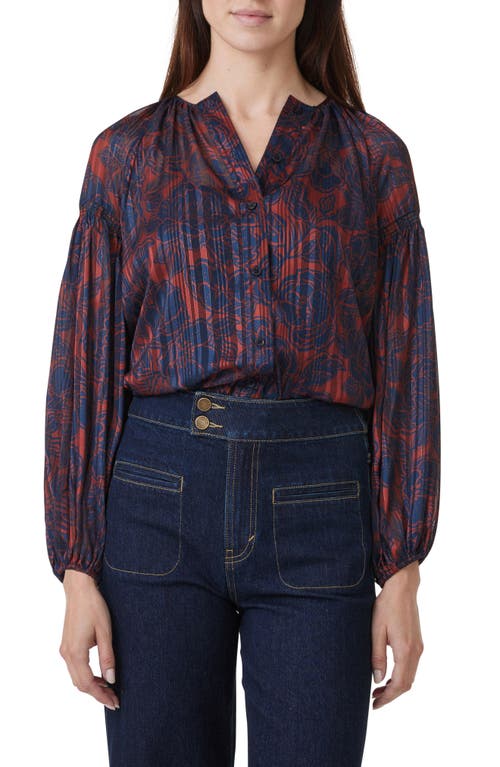 Habitual Stripe Button-Up Top in Intense Red 