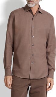 ZEGNA Cashco Cotton & Cashmere Button-Up Shirt