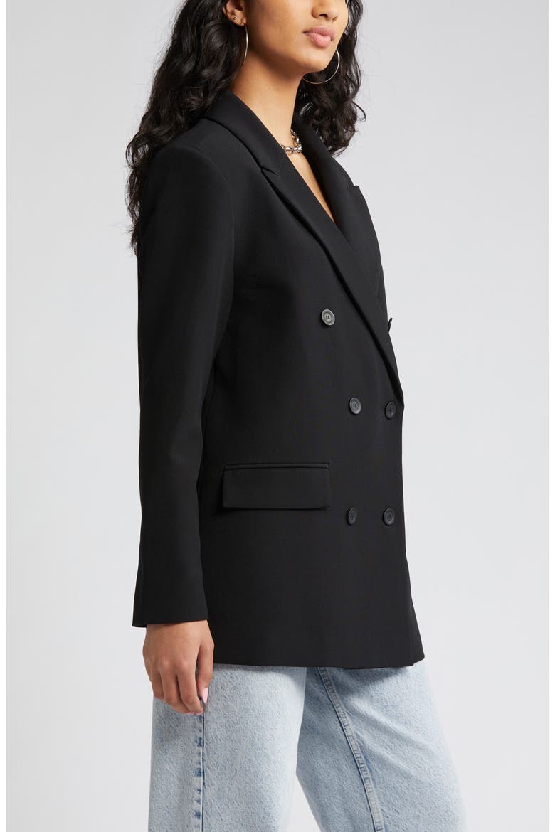Oversize Double Breasted Blazer, Alternate, color, BLACK