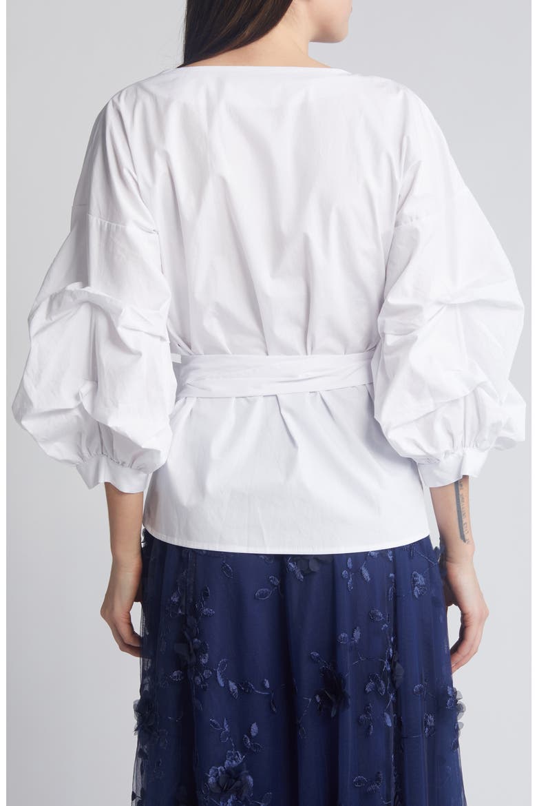 Anna Tie Waist Wrap Top, Alternate, color, WHITE