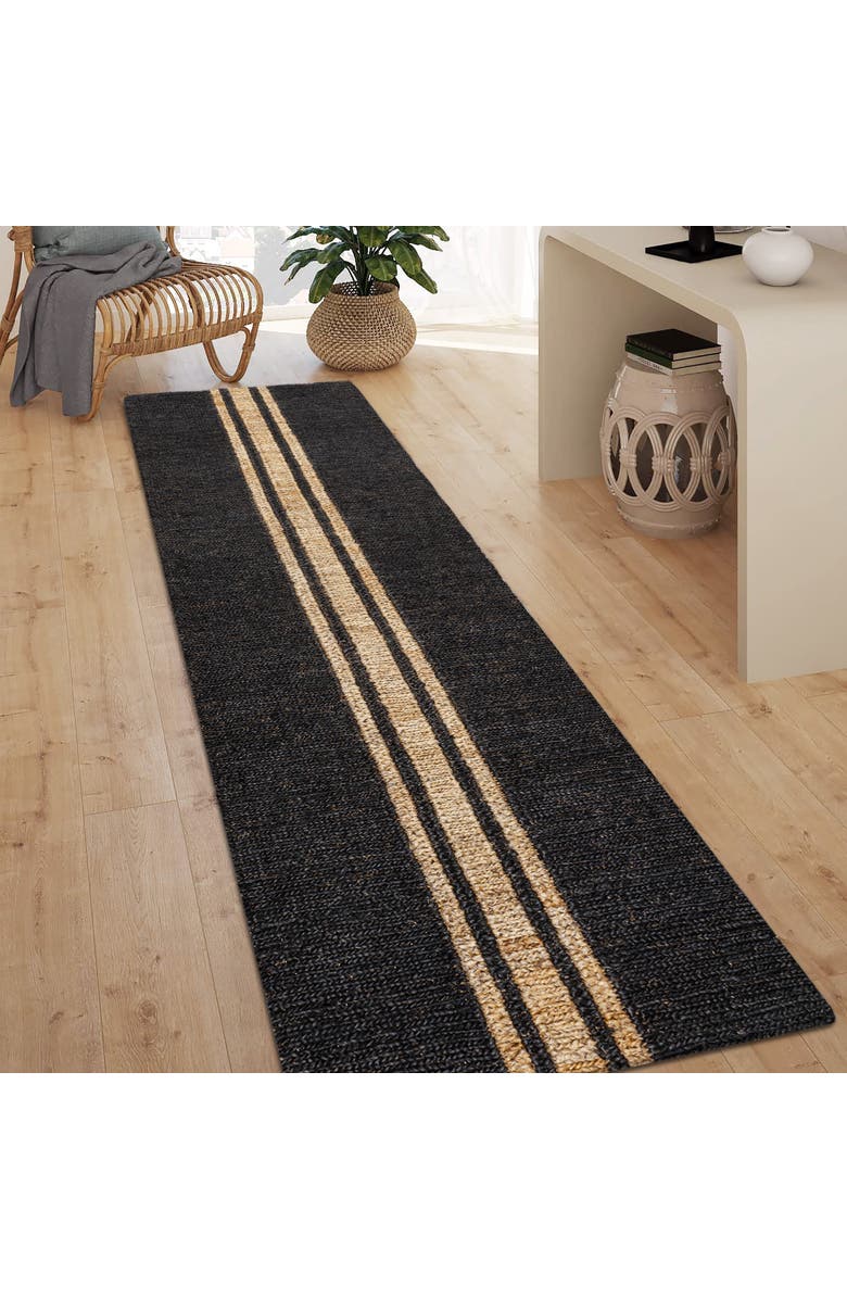 JONATHAN Y Olivier Rustic Beach House Wide Ticking Stripe Jute Area Rug, Alternate, color, Black/Natural
